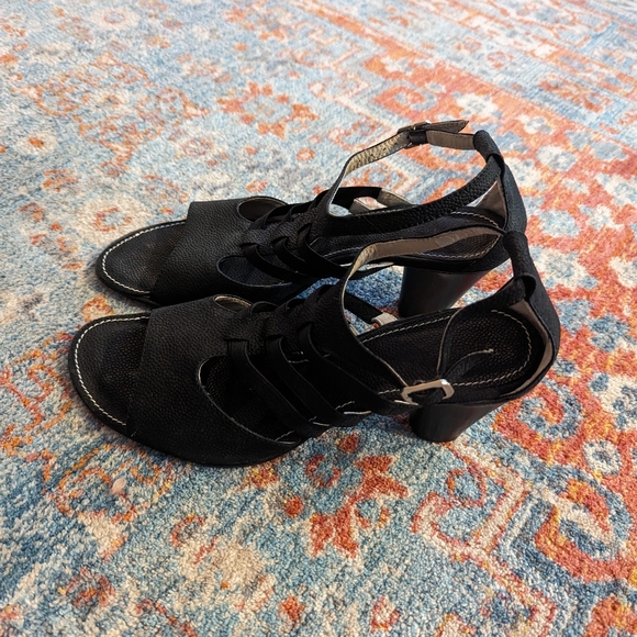 AGL Attilio Giusti Leombruni 40/US 10 Black Leather Heeled Strappy Cage Sandals - Picture 2 of 9